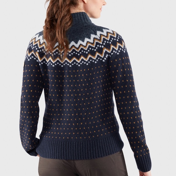Fjällräven Women's Övik Knit Cardigan In Blue Wool Button Up Front Fair Isle SMA - Picture 5 of 16
